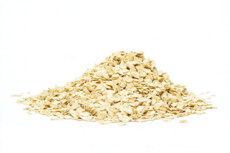 Oat flakes on white background. Healthy food. Isolated.の素材
