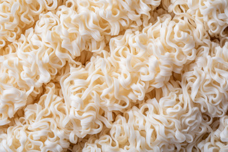 close up of raw instant noodle as background texture, top viewの素材