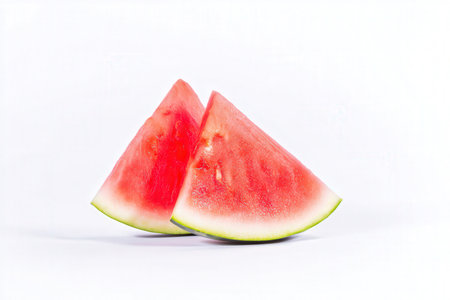 Slices of watermelon isolated on white background with clipping pathの素材