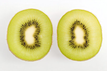 Kiwi fruit isolated on white background. Kiwi fruit cut in halfの素材
