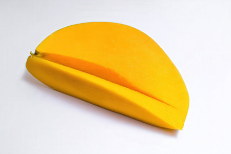 Mango fruit isolated on white background with clipping path and copy spaceの素材