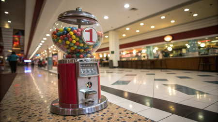 Gumball machine in shopping mall, shallow depth of field.の素材