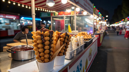 Thai street food at night market in Bangkok,Thailand.の素材