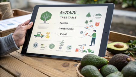 Organic food concept on a tablet screen. All screen content is designed by meの素材