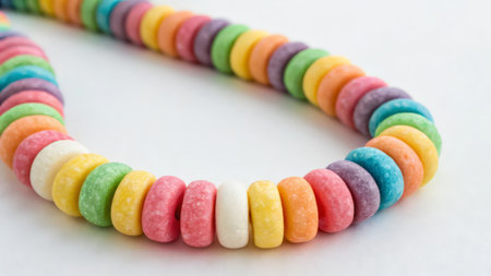 colorful candies on a white background, closeup of photoの素材