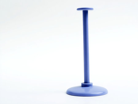 Blue plastic stand isolated on a white background. 3d rendering.の素材