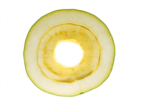 Sliced green melon isolated on white background with clipping pathの素材