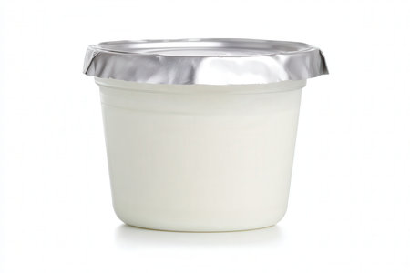 Plastic container for yogurt on a white background. Isolated.の素材