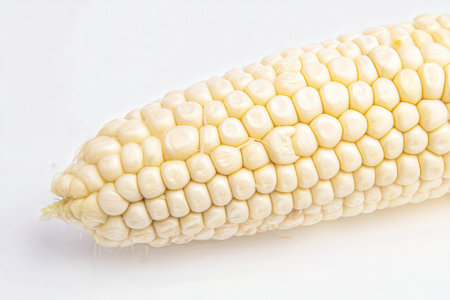 Corn on the cob on a white background. Close-up.の素材