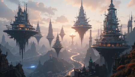 Mystical foggy panoramic view of the ancient city of Kolkata, Indiaの素材