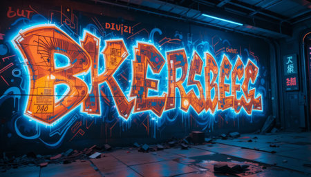 Berlin graffiti in Berlin, Germany.の素材