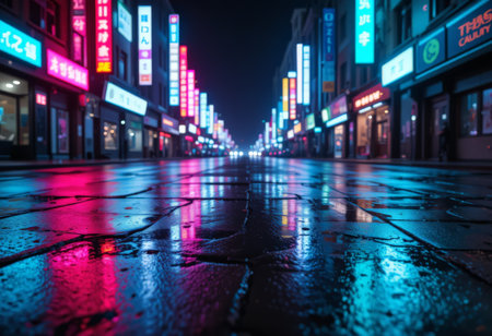 Street in Seoul at nightの素材