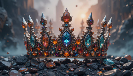 low key image of beautiful queen/king crown. 3d renderingの素材