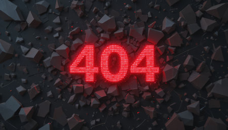404 error concept. Red neon 404 error symbol on black background. 3d renderingの素材