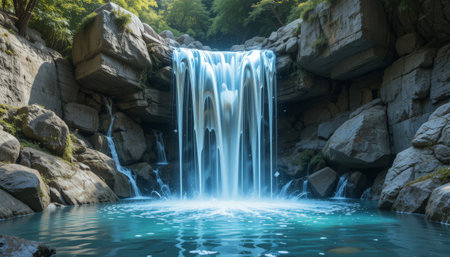 Beautiful waterfall in the forest with blue water in summer season.の素材