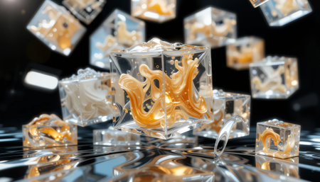 3d illustration of abstract geometric composition,digital art works. 3d rendering.の素材