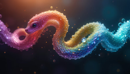 3D illustration of abstract fractal background with multicolor wavesの素材