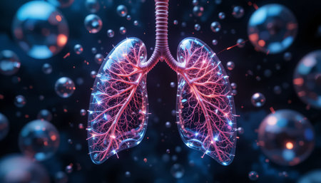 Lungs Human Respiratory System. 3D Renderingの素材