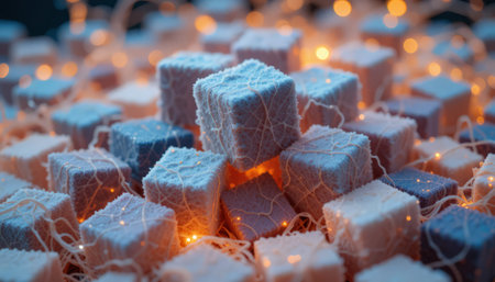 Christmas decoration with lights and snowflakes. Festive background.の素材