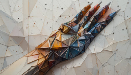 Hand made of multicolored glass in the form of a triangleの素材