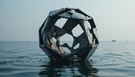 Conceptual image of a ship wreck floating in the water.の素材