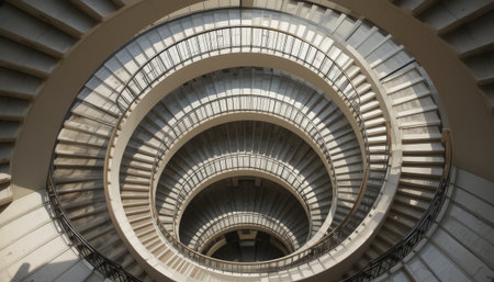 Spiral staircase in a modern building, Hong Kong, Chinaの素材