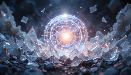 Mystical geometry background. 3d rendering, 3d illustration.の素材