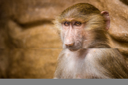 Portrait of a monkey in a zoo. Animal in captivity.の写真素材