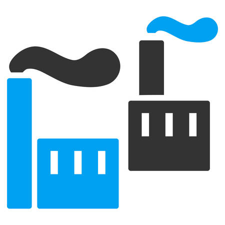 Industry icon from Business Bicolor Set. Vector style is bicolor flat symbol, blue and gray colors, rounded angles, white background.のイラスト素材