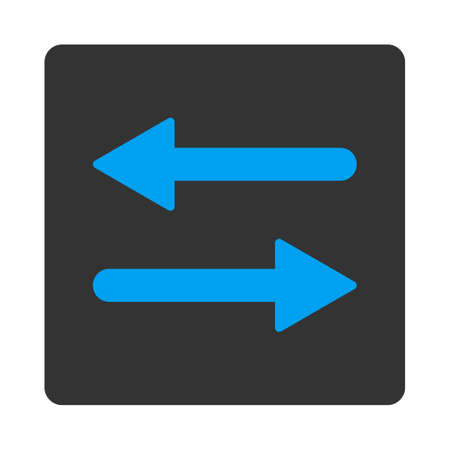 Arrows Exchange Horizontal icon from Primitive Buttons OverColor Set. This rounded square flat button is drawn with blue and gray colors on a white background.のイラスト素材