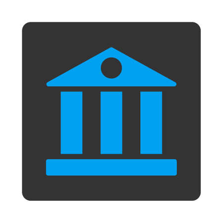 Bank icon from Primitive Buttons OverColor Set. This rounded square flat button is drawn with blue and gray colors on a white background.のイラスト素材