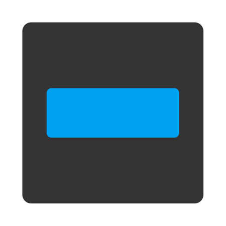 Minus icon from Primitive Buttons OverColor Set. This rounded square flat button is drawn with blue and gray colors on a white background.のイラスト素材
