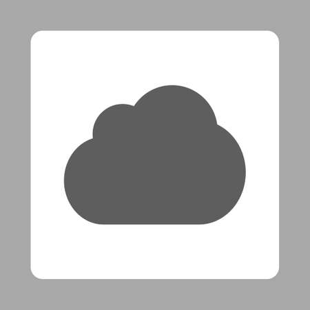 Cloud icon from Primitive Buttons OverColor Set. This rounded square flat button is drawn with dark gray and white colors on a silver background.の写真素材