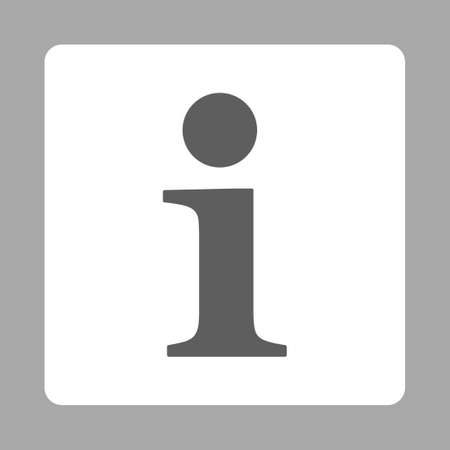 Info icon from Primitive Buttons OverColor Set. This rounded square flat button is drawn with dark gray and white colors on a silver background.の写真素材