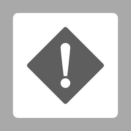 Error icon from Primitive Buttons OverColor Set. This rounded square flat button is drawn with dark gray and white colors on a silver background.の写真素材