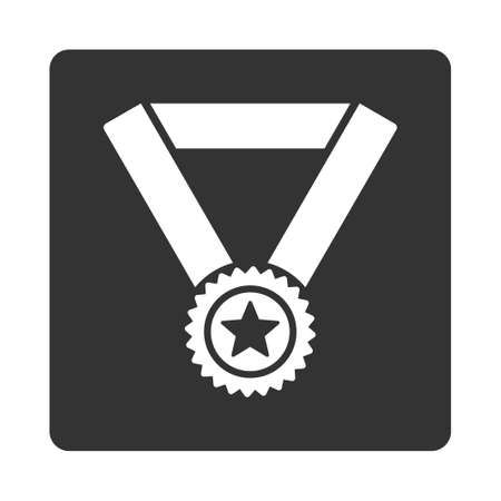 Winner medal icon from Award Buttons OverColor Set. Icon style is white and gray colors, flat rounded square button, white background.のイラスト素材