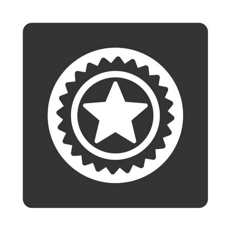 Medal seal icon from Award Buttons OverColor Set. Icon style is white and gray colors, flat rounded square button, white background.のイラスト素材