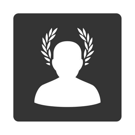 Caesar icon from Award Buttons OverColor Set. Icon style is white and gray colors, flat rounded square button, white background.のイラスト素材