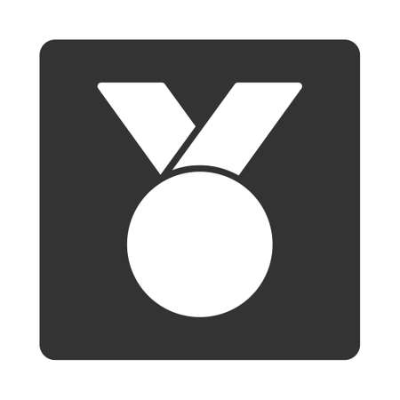 Army medal icon from Award Buttons OverColor Set. Icon style is white and gray colors, flat rounded square button, white background.のイラスト素材