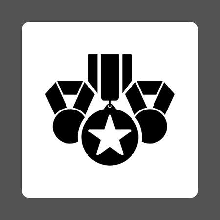 Awards icon from Award Buttons OverColor Set. Icon style is black and white colors, flat rounded square button, gray background.の写真素材