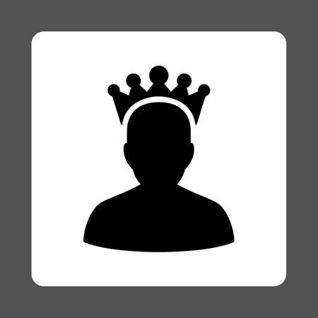 King icon from Award Buttons OverColor Set. Icon style is black and white colors, flat rounded square button, gray background.の写真素材