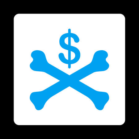 Bankruptcy icon from Commerce Buttons OverColor Set. Vector style is blue and white colors, flat square rounded button, black background.のイラスト素材
