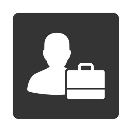 Accounter icon from Commerce Buttons OverColor Set. Glyph style is white and gray colors, flat square rounded button, white background.の写真素材
