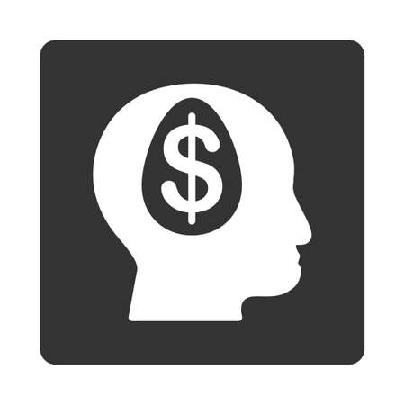 Banker icon from Commerce Buttons OverColor Set. Glyph style is white and gray colors, flat square rounded button, white background.の写真素材