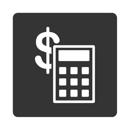 Calculation icon from Commerce Buttons OverColor Set. Glyph style is white and gray colors, flat square rounded button, white background.の写真素材