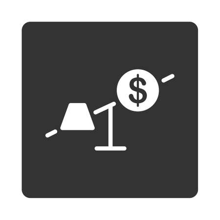 Market icon from Commerce Buttons OverColor Set. Glyph style is white and gray colors, flat square rounded button, white background.の写真素材