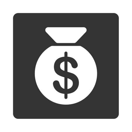 Money Bag icon from Commerce Buttons OverColor Set. Glyph style is white and gray colors, flat square rounded button, white background.の写真素材