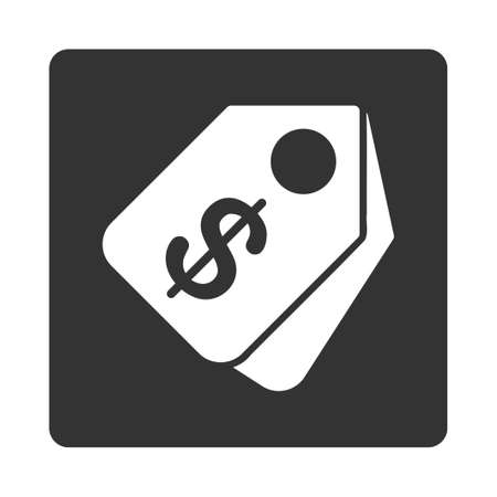 Price Tags icon from Commerce Buttons OverColor Set. Glyph style is white and gray colors, flat square rounded button, white background.の写真素材