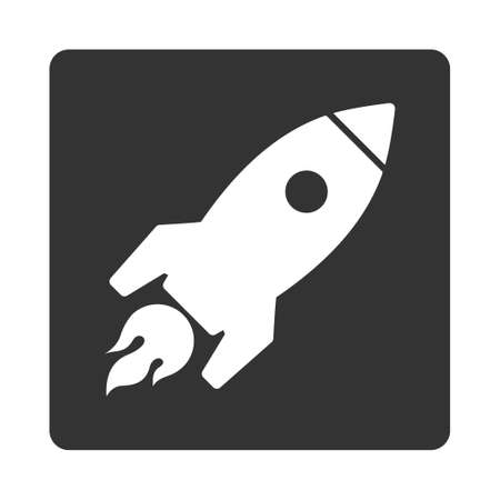 Rocket Launch icon from Commerce Buttons OverColor Set. Glyph style is white and gray colors, flat square rounded button, white background.の写真素材
