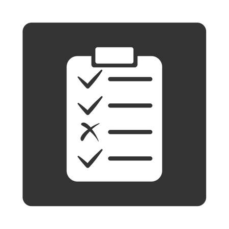 Task List icon from Commerce Buttons OverColor Set. Glyph style is white and gray colors, flat square rounded button, white background.の写真素材